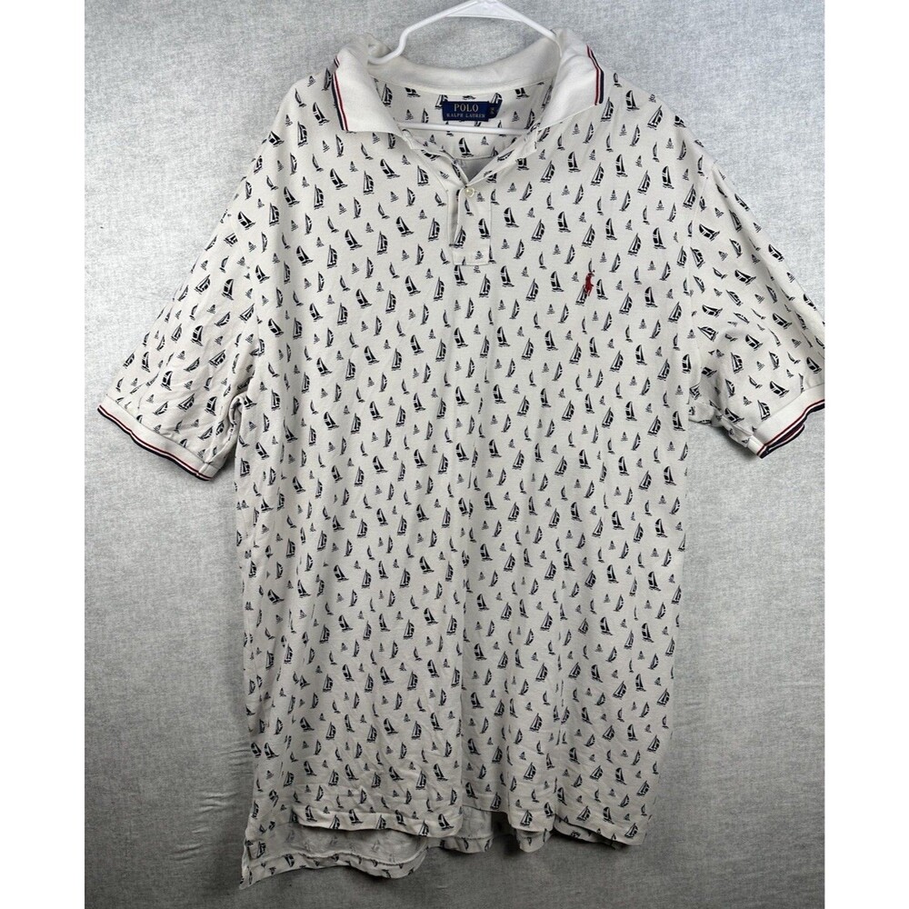 Polo Ralph Lauren Shirt Mens 2XLTall Polo Classic Fit Sailboat Ringer AOP Print